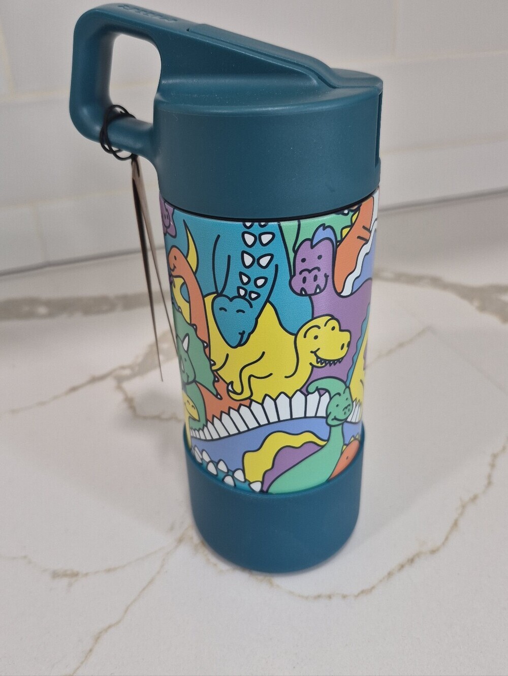 Life Is Good Teal Dinosaur Print Water Bottle